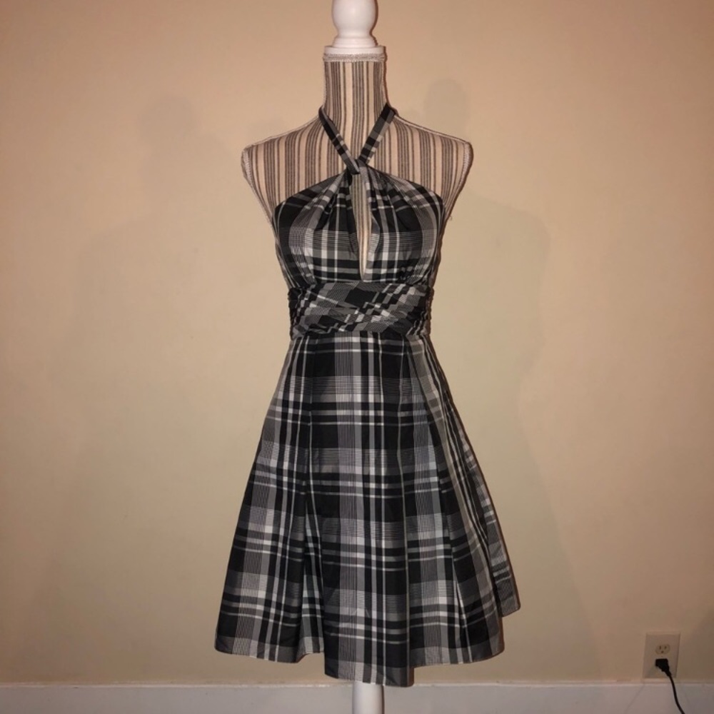 BCBG Plaid Halter Dress Sz 4